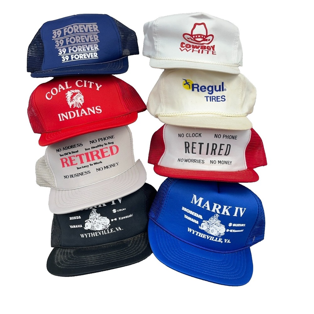 Vintage Trucker Hat Lot Snapback Cap 80s 90s Y2K Patch USA Advertising Rope BQ5